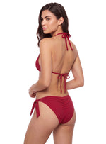 BIKINI SET: TRIÁNGULO + PANTY AMARRE LATERAL. ROJO RUBI. 5120 - MARCA SANDORATTO