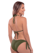 BIKINI SET: TRIÁNGULO + PANTY AMARRE LATERAL. VERDE OLIVA. 5120