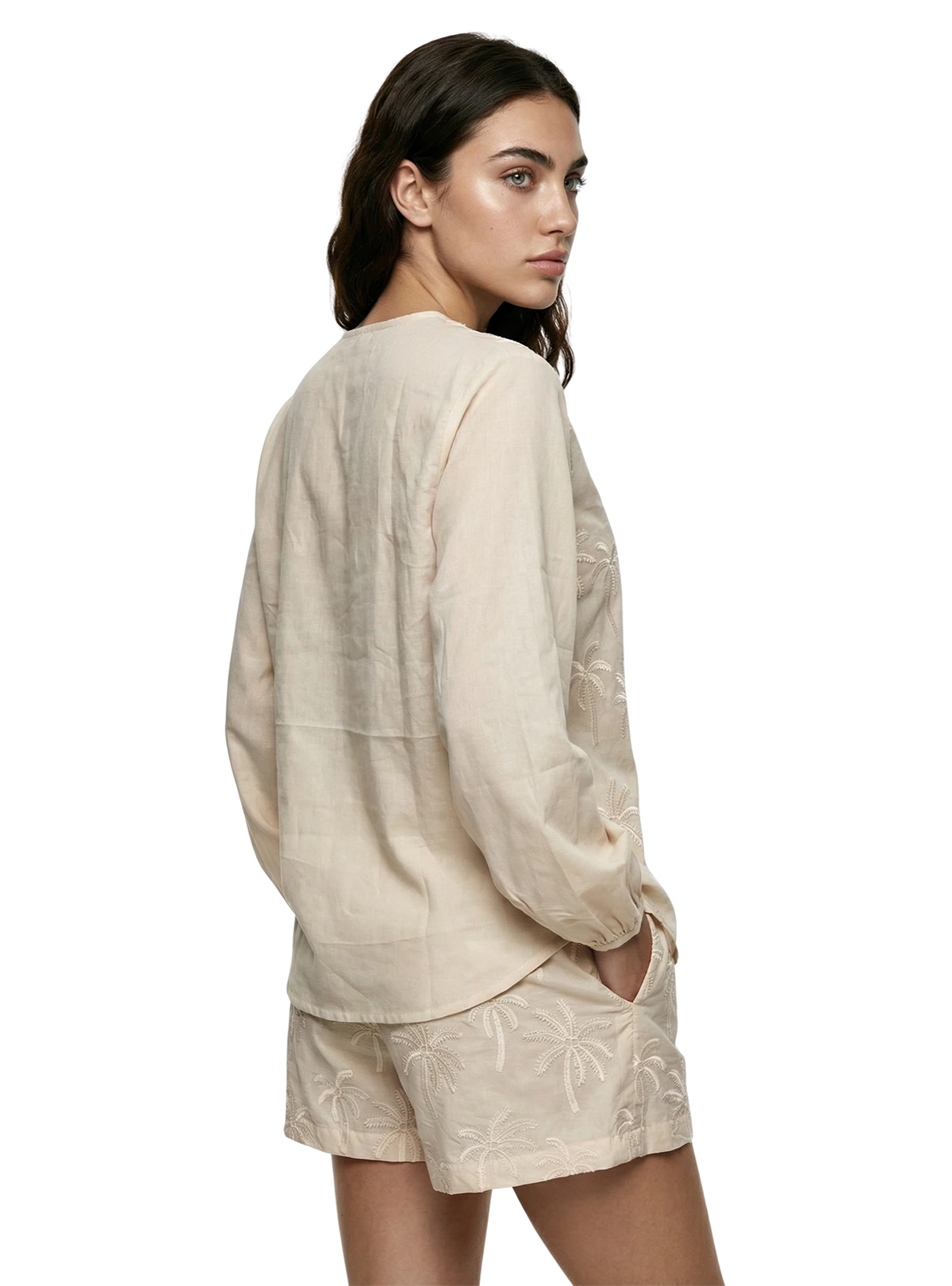 SHORTS EN ALGODÓN BORDADO DE PALMERAS 8318