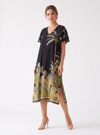 Vestido Negro estampado selvático. 8079 Selva