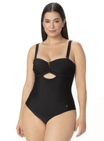 ENTERO STRAPLESS CON POWERNET Y COPA FIJA EN TELA RIB NEGRO 1388