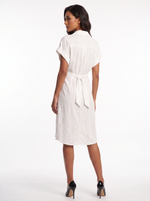 Vestido Midi Blanco para Mujer con Botones en Madera. Casual, Elegante y Versátil. En Viscosa, Lycra. 8094