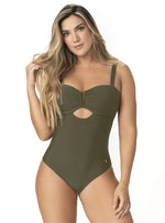 ENTERO STRAPLESS CON POWERNET Y COPA FIJA EN TELA RIB VERDE 1388