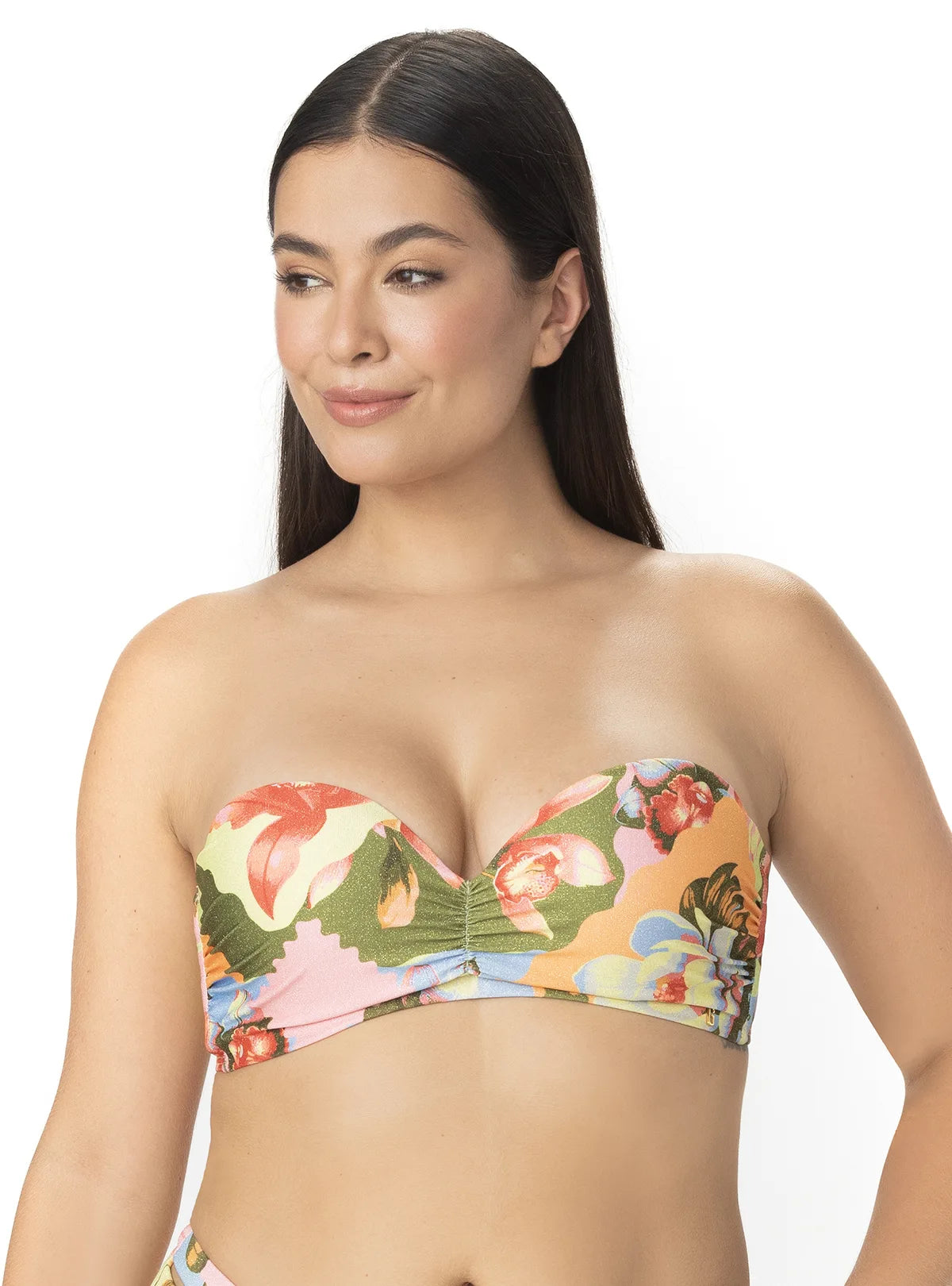 COPA STRAPLESS CON RECOGIDO ESTAMPADO LIORA 7137