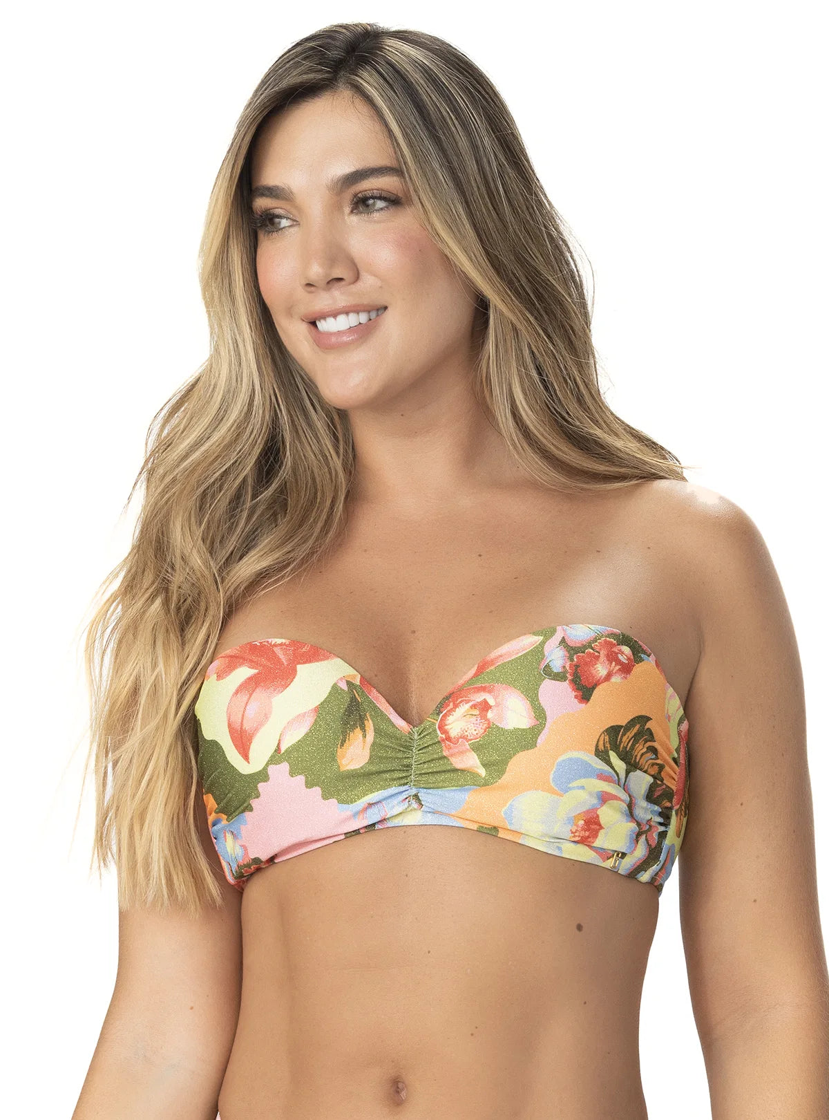 COPA STRAPLESS CON RECOGIDO ESTAMPADO LIORA 7137