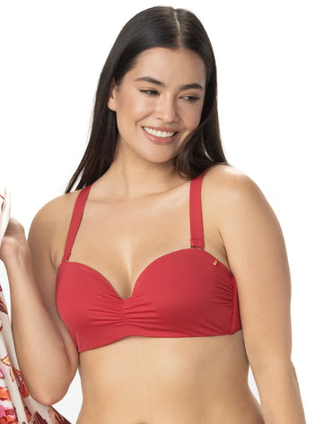 COPA REALCE STRAPLESS DRAPEADA CON CARGADERAS MULTIUSOS ROJO OSCURO 7126