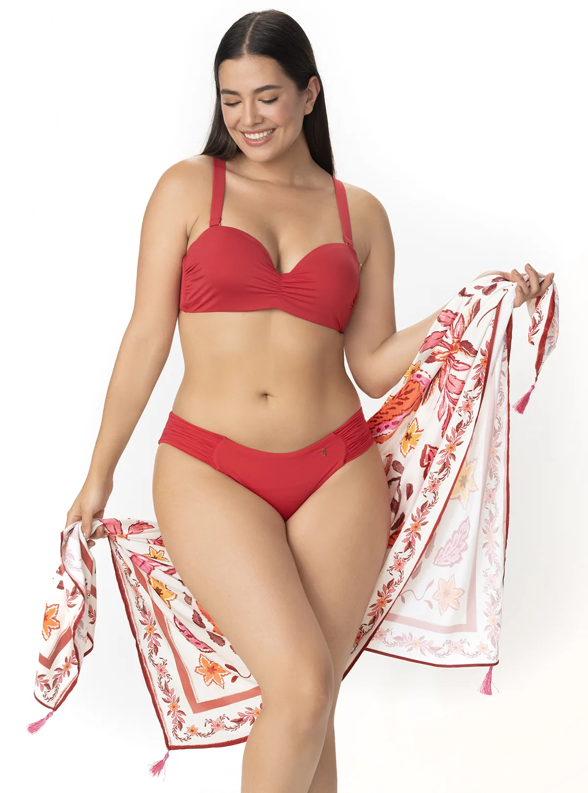PANTY LATERAL DRAPEADO ROJO 3763