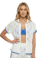 CAMISA MANGA CORTA EN OJALILLO MARFIL 8342
