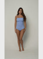 Entero Strapless Drapeado 1361 - Celeste