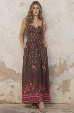 Vestido Largo con copa cenefa y resorte en tela viscosa 8072 Amazonico