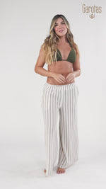 PANTALÓN BOLSILLOS CROCHET RAYAS CRUDO 8178