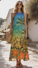 VESTIDO MIDI FRESCO CON ESTAMPADO SELVÁTICO EN CENEFA – 8080