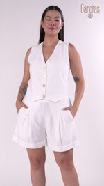 CHALECO EN LINO MARFIL 8194