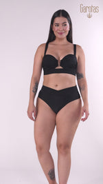 PANTY MEDIO ALTO ESTILO V EN RIB NEGRO 3771