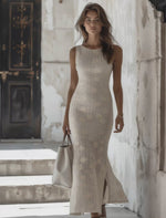 VESTIDO LARGO EN OJALILLO BORDADO CRUDO 8269