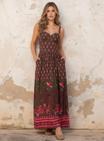 Vestido Largo con copa cenefa y resorte en tela viscosa 8072 Amazonico