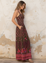 Vestido Largo con copa cenefa y resorte en tela viscosa 8072 Amazonico