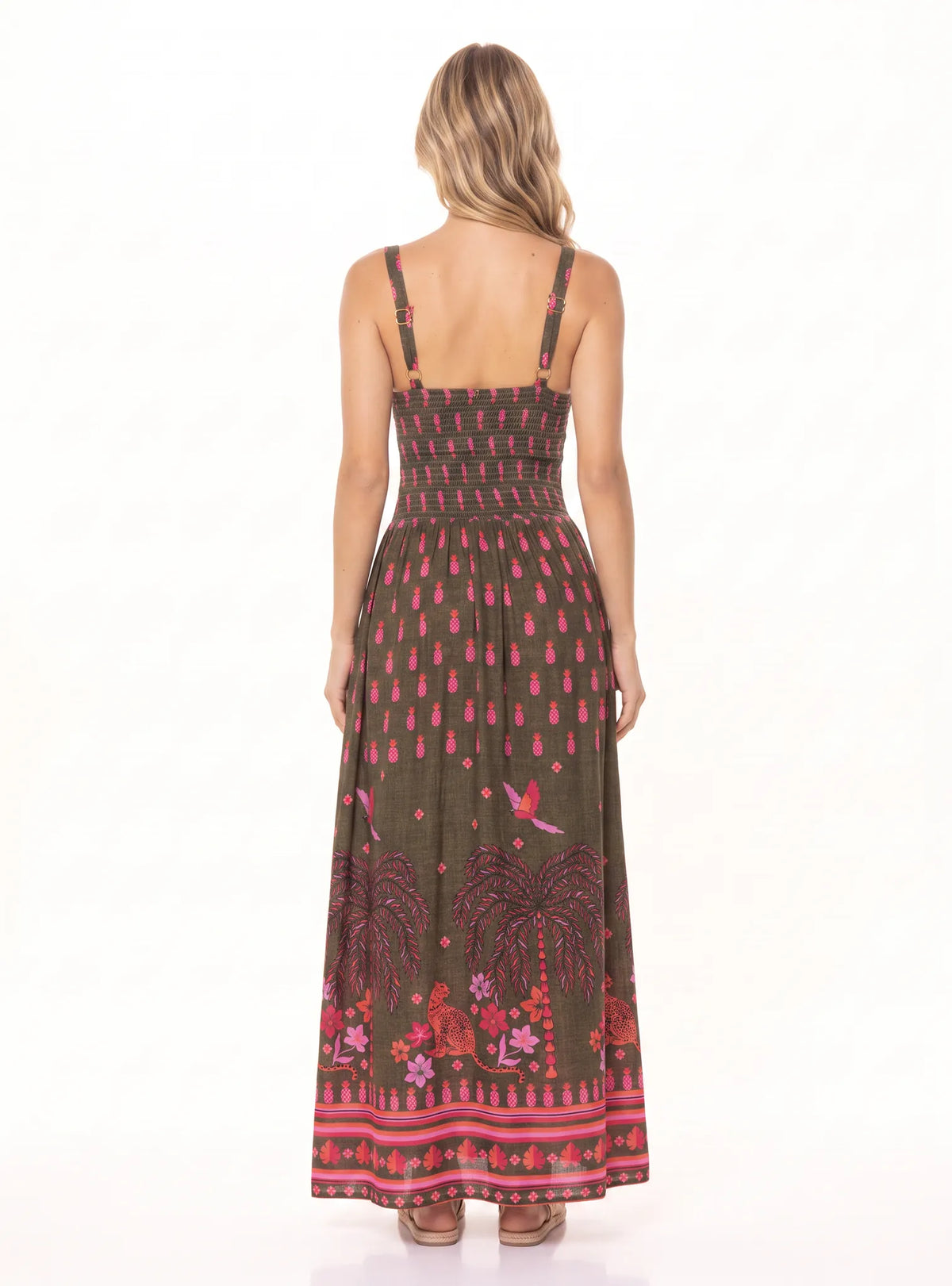 Vestido Largo con copa cenefa y resorte en tela viscosa 8072 Amazonico